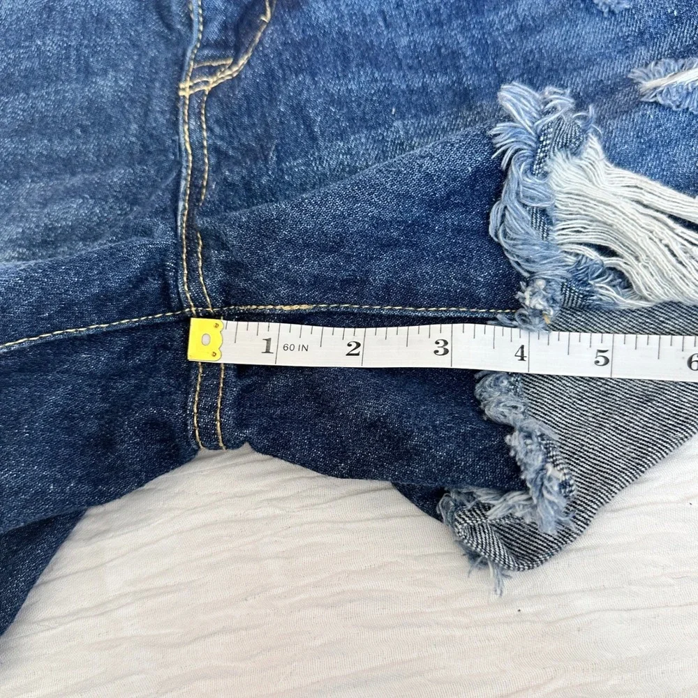 Seven7 Womens 6 Distressed Denim Jean Shorts Mid Rise Frayed Cutoff Stretch